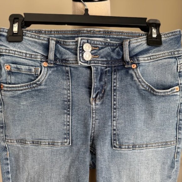 Garage Blue Denim Low Rise Flare Jeans - Picture 12 of 12